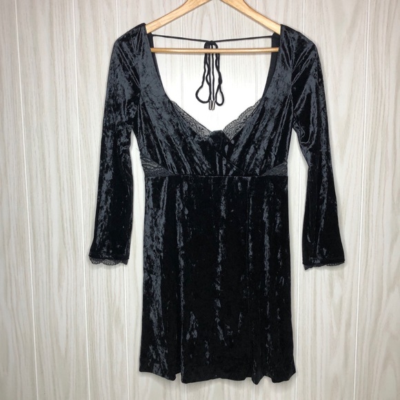 Free People Kat Lace Faux Wrap Velvet Mini Dress - Picture 8 of 11